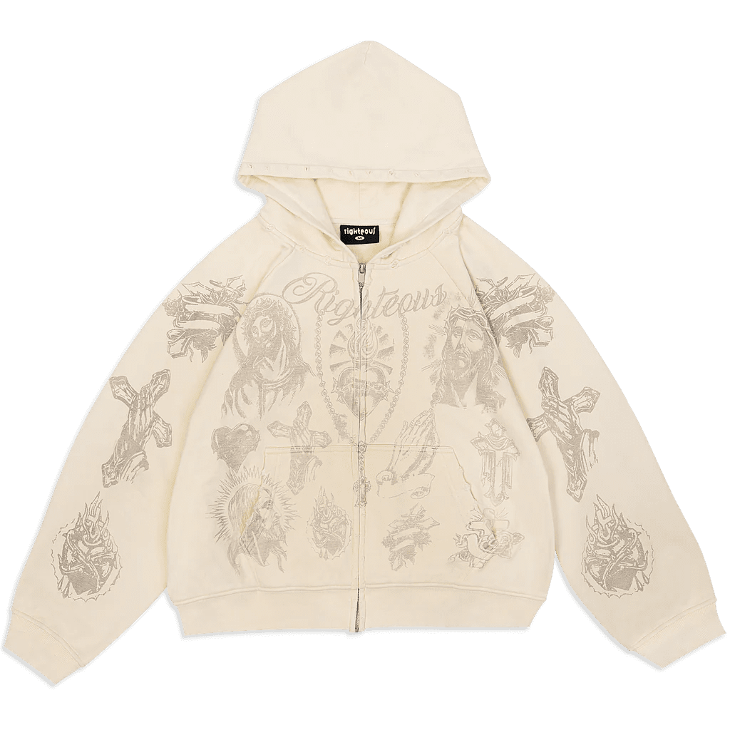 “Tatted Believer” Zip Up (Cream)