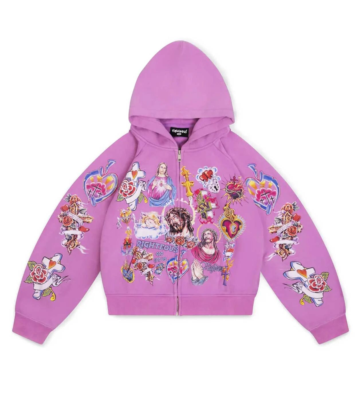 Righteous Risen King Zip Up Hoodie Purple Righteous Risen King Zip Up Hoodie Purple